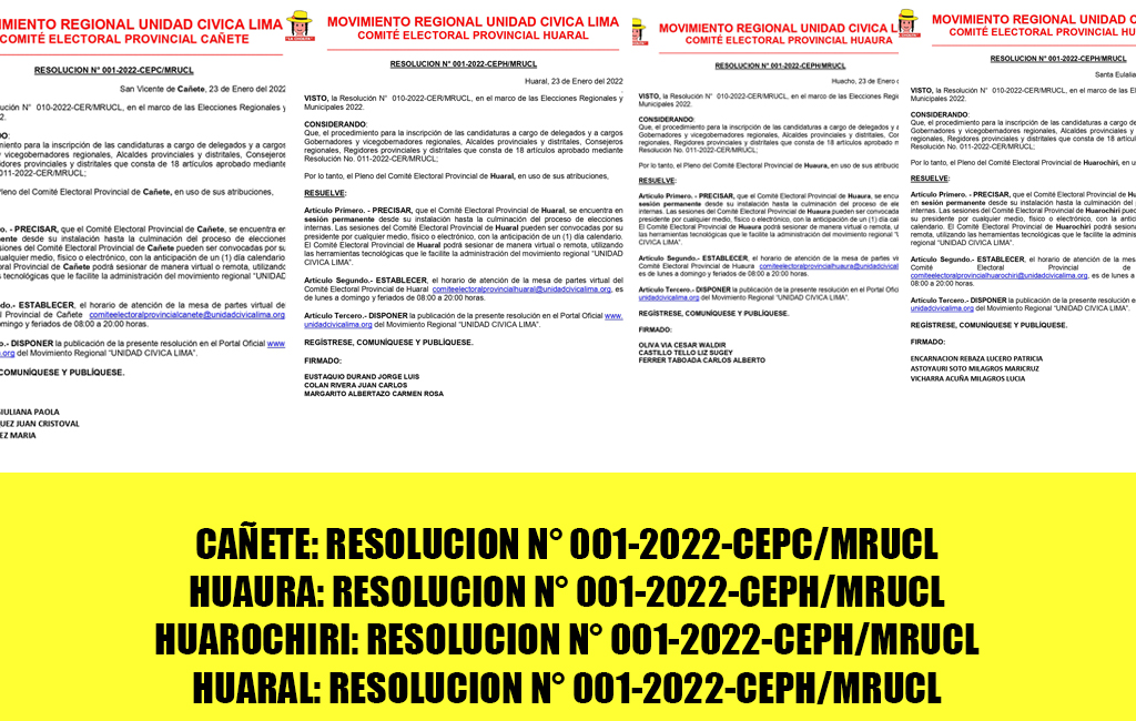 COMITE ELECTORAL PROVINCIAL DE CAÑETE, HUARAL, HUAROCHIRI Y HUAURA SESIONARAN PERMANENTEMENTE CON MIRAS ERM2022