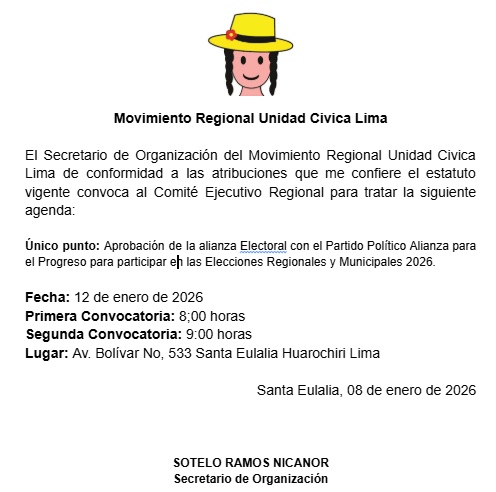 MOVIMIENTO REGIONAL UNIDAD CIVICA LIMA